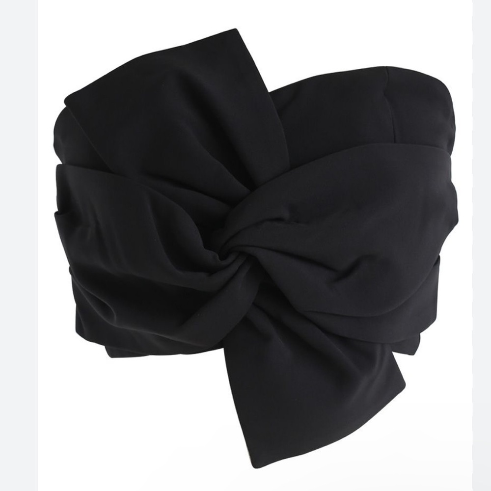 Chicwish | Womens Black Strapless Twisted Sweet Knot Bustier Top - Size S - Picture 2 of 12